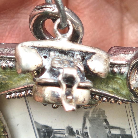 Anthropologie Enamel & Swarovski Crystal Frame Ornament w/SS Telephone Charm - Picture 3 of 7